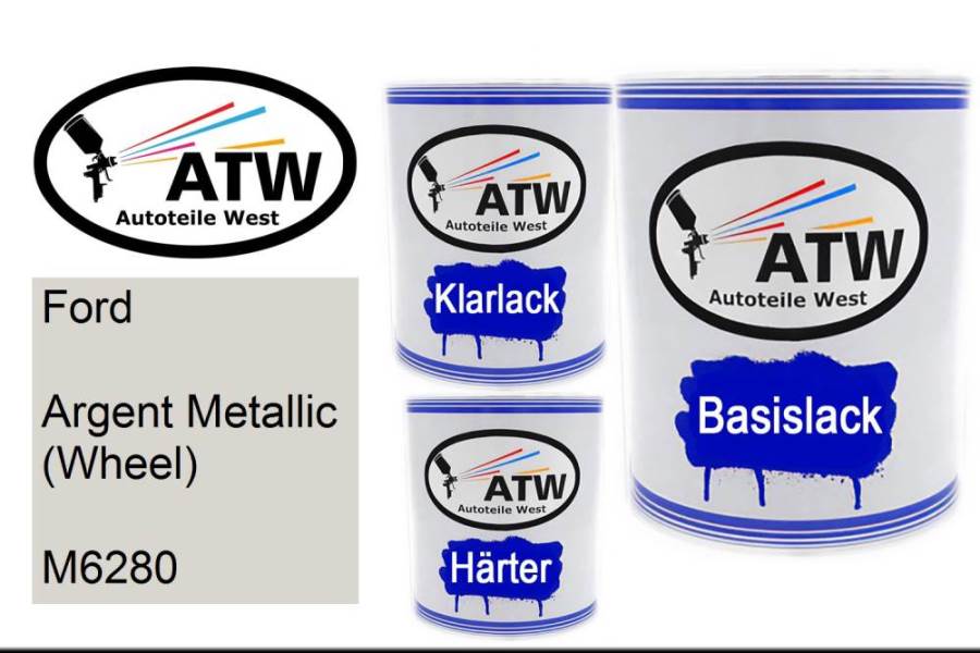 Ford, Argent Metallic (Wheel), M6280: 1L Lackdose + 1L Klarlack + 500ml Härter - Set, von ATW Autoteile West.